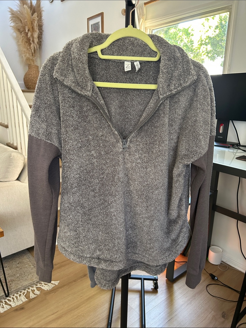 Zella Quarter Zip Sweater. Size medium. PTP 23”. Longer in back.